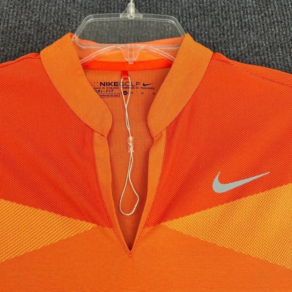 NIKE Golf Dri-Fit Women's Shirt Medium Short Sleeve V-Neck Orange Sporty Stretch - Picture 2 of 8